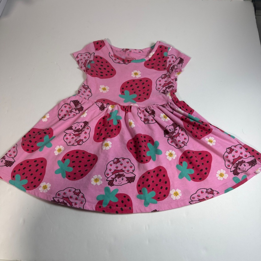 Strawberry Shortcake Toddler Girls Pink Strawberry Print Dress 3T
